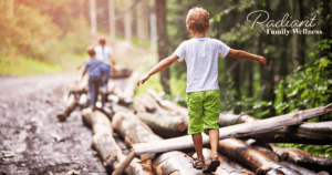 Kids coordination and balance activities during outdoor play